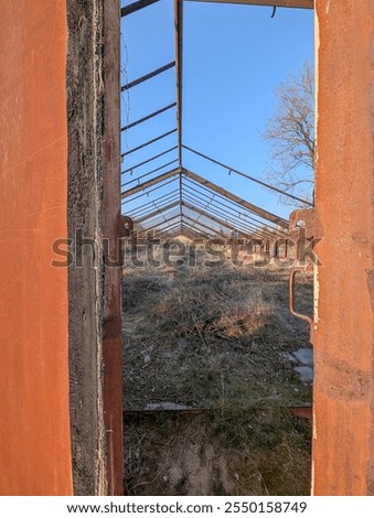 Similar – Image, Stock Photo View through window without glass in old wall