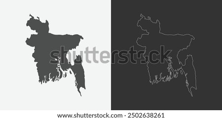 Bangladesh Map Outline Vector illustration. Flat Bangladesh Map Outline. Bangladesh map silhouette vector.