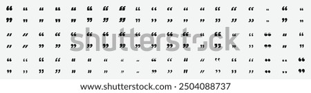 Set of quote mark icons isolated on white background. Quotation marks. Black quotes icon collection.Vector quote sign.Citation.