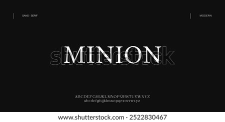 Minion Modern minimal abstract alphabet fonts. Typography technology, electronic, movie, digital, music, future, logo creative font.