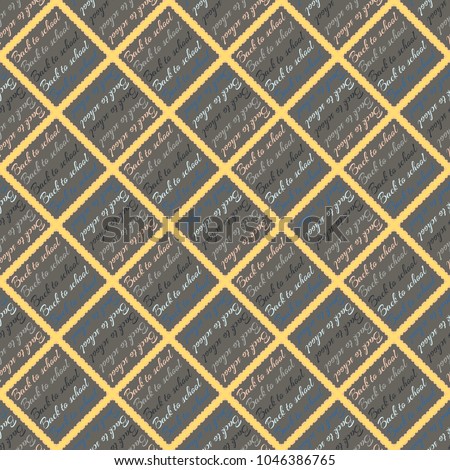 Back to school, new seamless pattern for background. Decorative backdrop can be used for wallpaper, pattern fills, web page background, surface textures. Memphis style for fashion