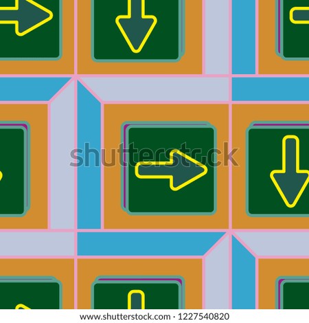 Seamless abstract pattern with arrows on button.