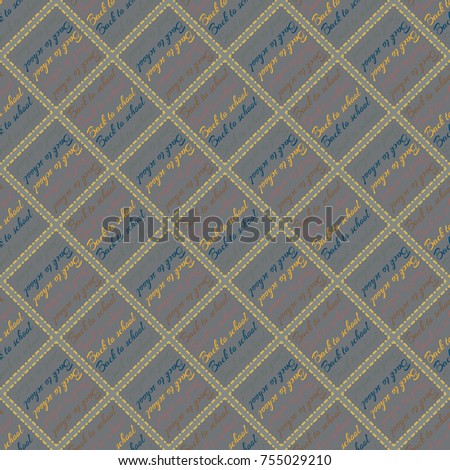 Back to school, new seamless pattern for background. Decorative backdrop can be used for wallpaper, pattern fills, web page background, surface textures. Memphis style for fashion