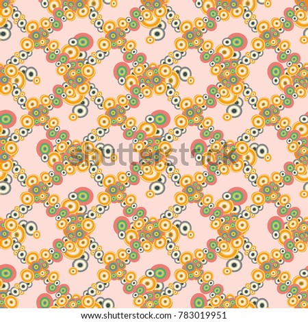 Abstract seamless pattern with randomly bright colored overlapping circles, dots. Abstract background with little circles for your artwork.