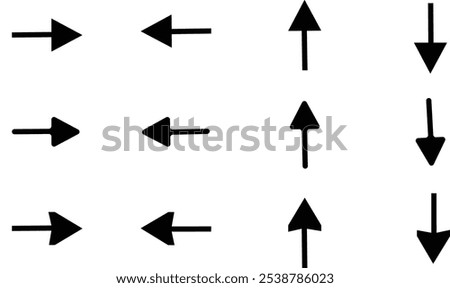 Arrow icon set. Cursor. Collection different arrow signs. Black arrows icons. Different cursor arrow direction symbols in flat style