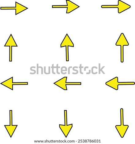 Arrow icon set. Cursor. Collection different arrow signs. Black arrows icons. Different cursor arrow direction symbols in flat style