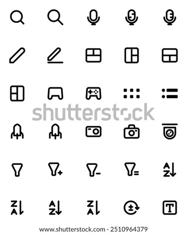 Simple and clear UI icons (ver. 7) for the needs in applications or web or something else with lines and rounded styles in 24 px