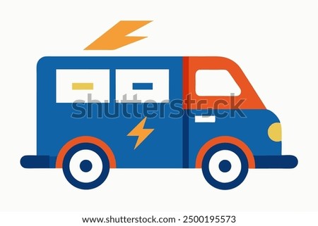 Vector Line Art of Electric Charge Caddy on White Background Vector Illustration, Logo Icon, Clipart