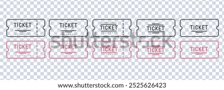 Ticket Icon Set, Outline and Flat Vector Design. event tickets vector icons. Ticket vector icon.