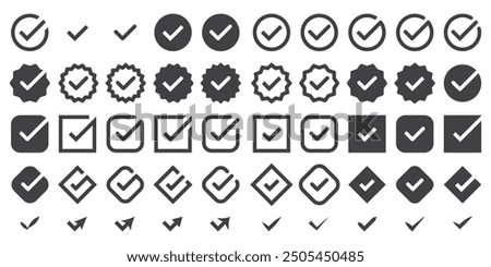 checkmark vector, checkmark icon set, approved symbol, checked checkbox mark, checkmark set, editable line.