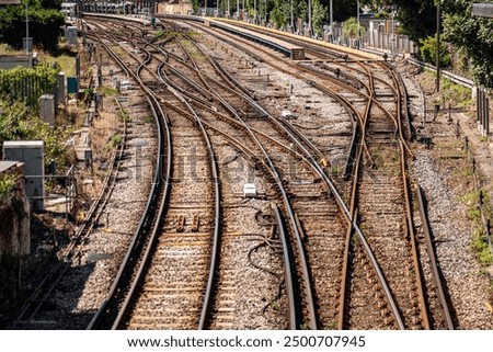 Similar – Image, Stock Photo Train tracks in the woods