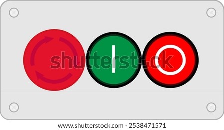 Illustration of electrical control buttons Emergency -Stop-NO Push button swith 