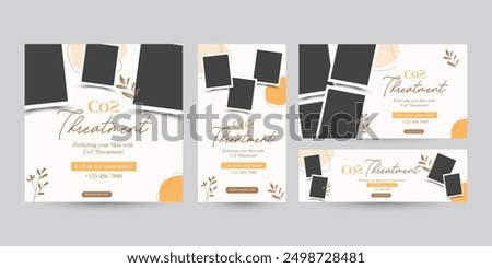 Social media template package with complete orientation size for beauty product. Design template with yellow color, photo frame and beauty taste of style.