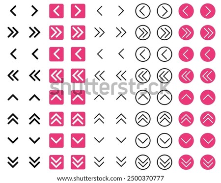 simple icon set. chevron. right left up down. rounded. simple. set. rounded. circular icon