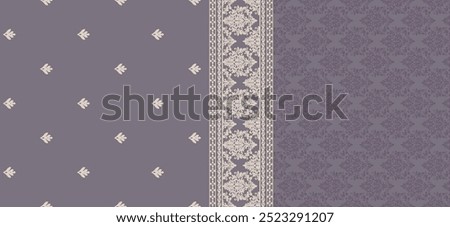 floral geometrical ikat ethnic chunri allure seamless pattern and digital borders for digital printing