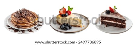 Similar – Image, Stock Photo Cheesecake slice with lemon syrup topping. Slice of cheesecake close-up