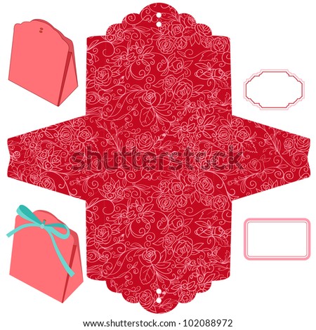 Seamless Floral Pattern With 3d Gift Box Folding 8 Royalty Free