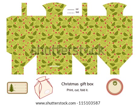 Gift Box Isolated Christmas Pattern Empty Label Template Royalty