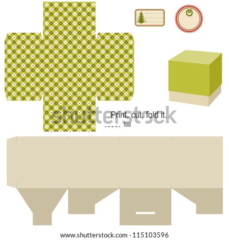 Card/gift box template pattern printable PDF file by HoneyBops