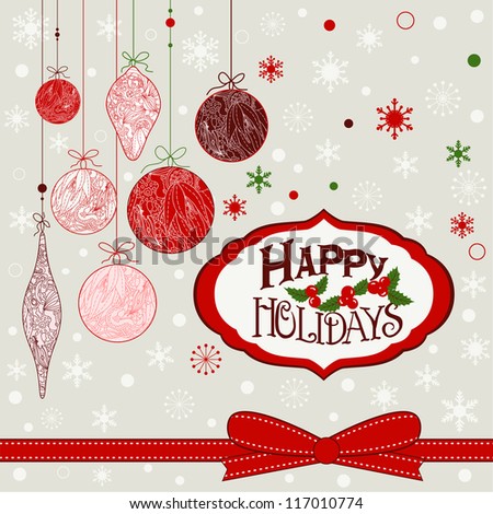 Christmas Background With Balls And Decorations. Stock Vector