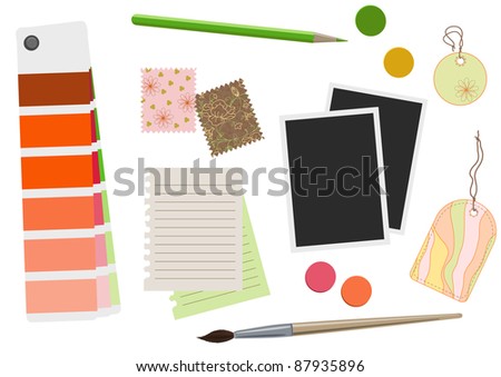 Creative tools. Designer background with stationery.