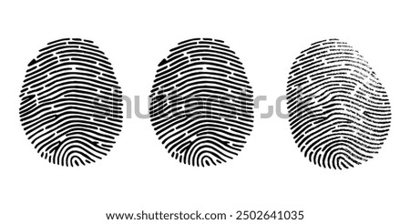 Fingerprint identification. Biometric human fingerprints, unique thumb lines imprint.