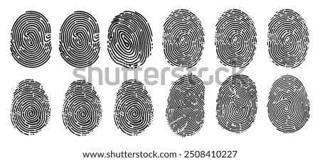 Set fingerprint scanning icon sign. Fingerprints icon set vector isolated. Fingerprints icon set vector isolated