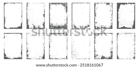 Grunge frame border texture on isolate background. Old grunge frame with dust texture.  Texture black frame old grunge square frame.