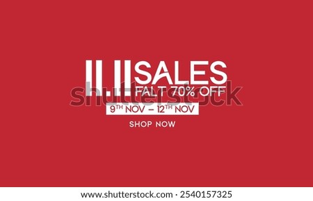 11.11 November sale typography, vector discount promotion graphic style, Flash sale special offer banner for social media post or website banner. Flash sale campaign.