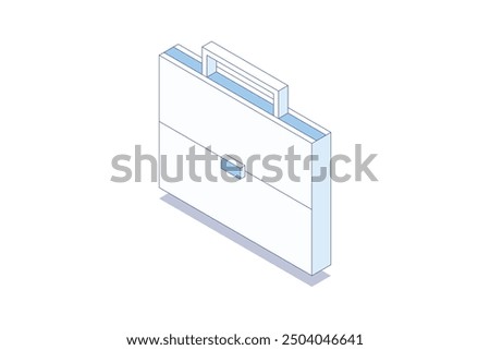 Briefcase Isometric illustration. Briefcase 3D isometric icon. Editable stroke isometric vector. Left-standing position.