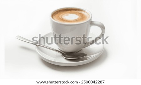 Similar – Image, Stock Photo Cup of cappuccino on grey textured background