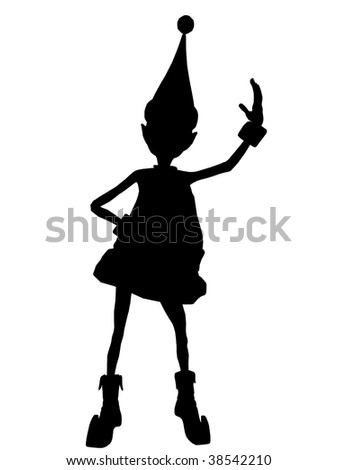 A Black Christmas Elf Illustration Silhouette On A White Background ...