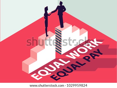 Equal work equal pay isometric 3D business concept