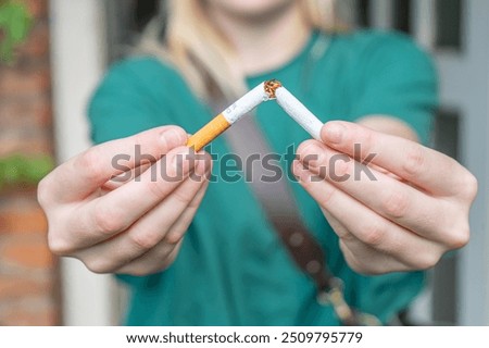 Similar – Image, Stock Photo Woman smoking in green forest