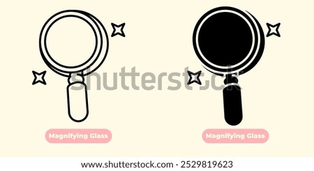 An elegant and modern Magnifying Glass icon, perfect for various graphic design needs. This icon features a magnifying glass with an ergonomic handle, designed with clean lines and sharp details.