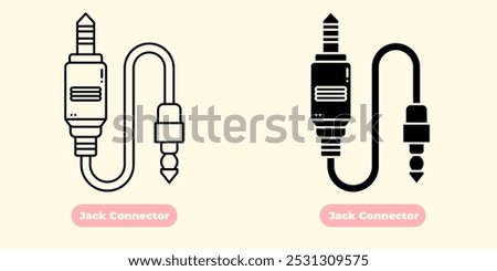 Modern and minimalist Jack Connector icon, designed with clean lines and sharp details. Perfect for use in technology-related projects, music apps, electronics, and audio design.