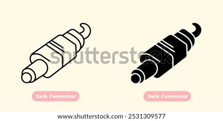 Modern and minimalist Jack Connector icon, designed with clean lines and sharp details. Perfect for use in technology-related projects, music apps, electronics, and audio design.