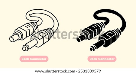 Modern and minimalist Jack Connector icon, designed with clean lines and sharp details. Perfect for use in technology-related projects, music apps, electronics, and audio design.