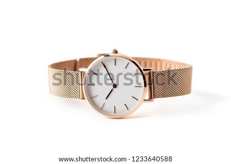 Luxury watch isolated on white background. With clipping path. Gold watch. Women watch. Female watch. 商業照片 © 