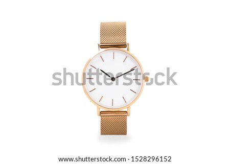 Luxury watch isolated on white background. With clipping path. Gold watch. Women watch. Female watch. 商業照片 © 