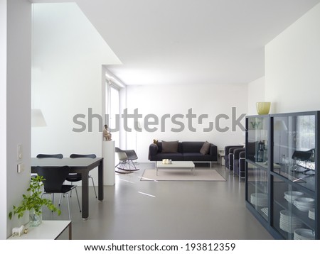 modern private living and dining room with copy space for your own images