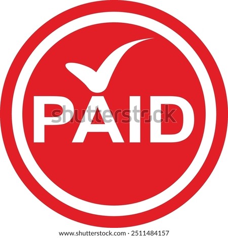 Paid stamp red, Paid icon label and vector design