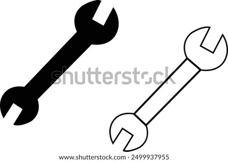  Wrench spanner icon screwdriver logo. Maintain gear wrench mechanic pictogram symbol. Wrench icon. For your design, logo. Vector illustration with transparent background.