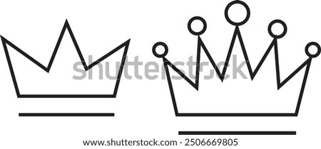 Crown thin line icon set. Silhouette crown collection. Black crown symbol. Editable stroke. Crown vector icon set. Vector illustration with transparent background.