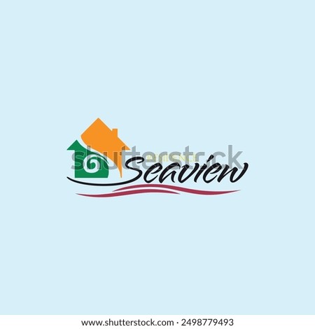 beach residential house logo design vector