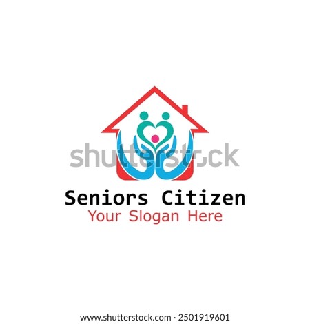 helping senior citizens logo design vector