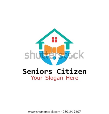 helping senior citizens logo design vector