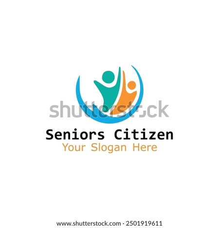 helping senior citizens logo design vector