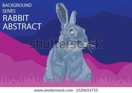 background rabbit at grass in invert mode 