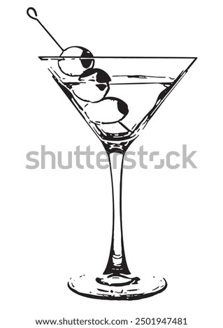 Martini Glass with Olives Illustration  